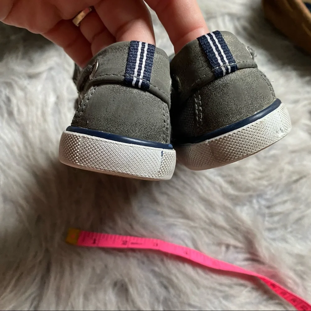 Nautica Toddler Boat Shoes Gray Blue Hook Loop Size 9 + Moccasins Lot
